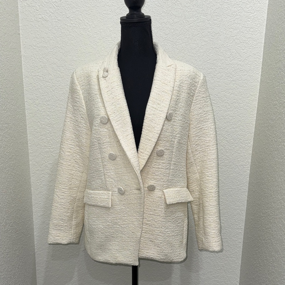 DREW Ivory Double-Breasted Blazer